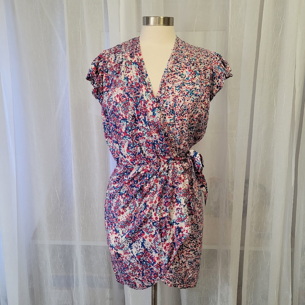 IRO Paris Mini Wrap Dress Ruffled Cap Sleeves size 34